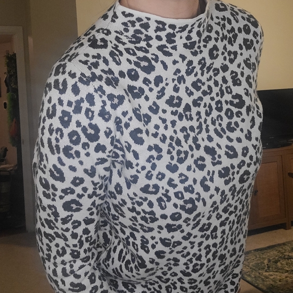 LOFT Animal Print Mock Neck Sweater - Picture 3 of 7
